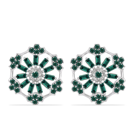 Pendientes de Plata con Moissanita azul mar verdosa
