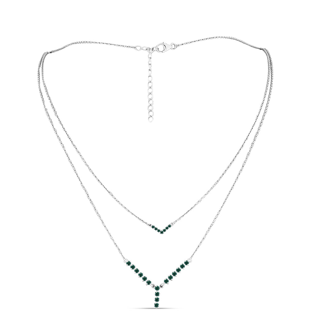 Collar de Plata con Moissanita azul mar verdosa