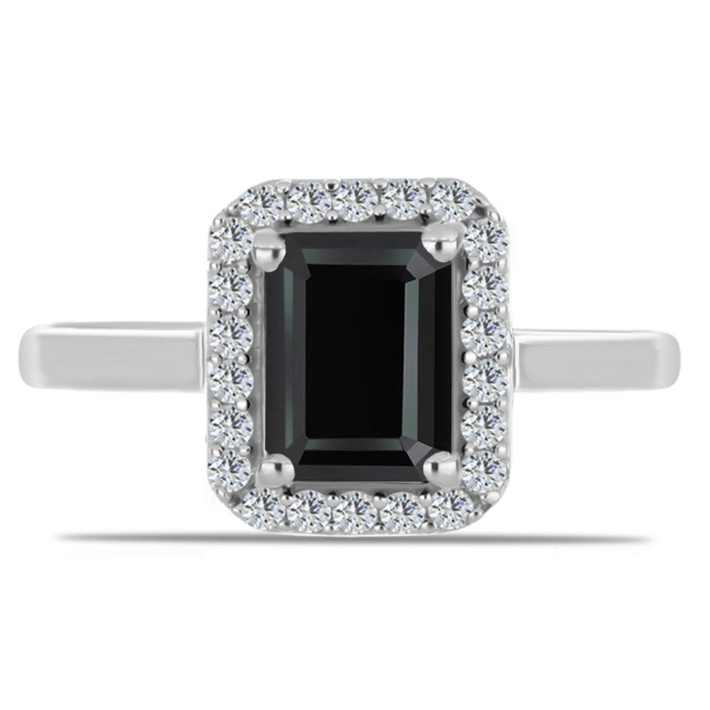 Anillo de Plata con Obsidiana y Topacio Blanco