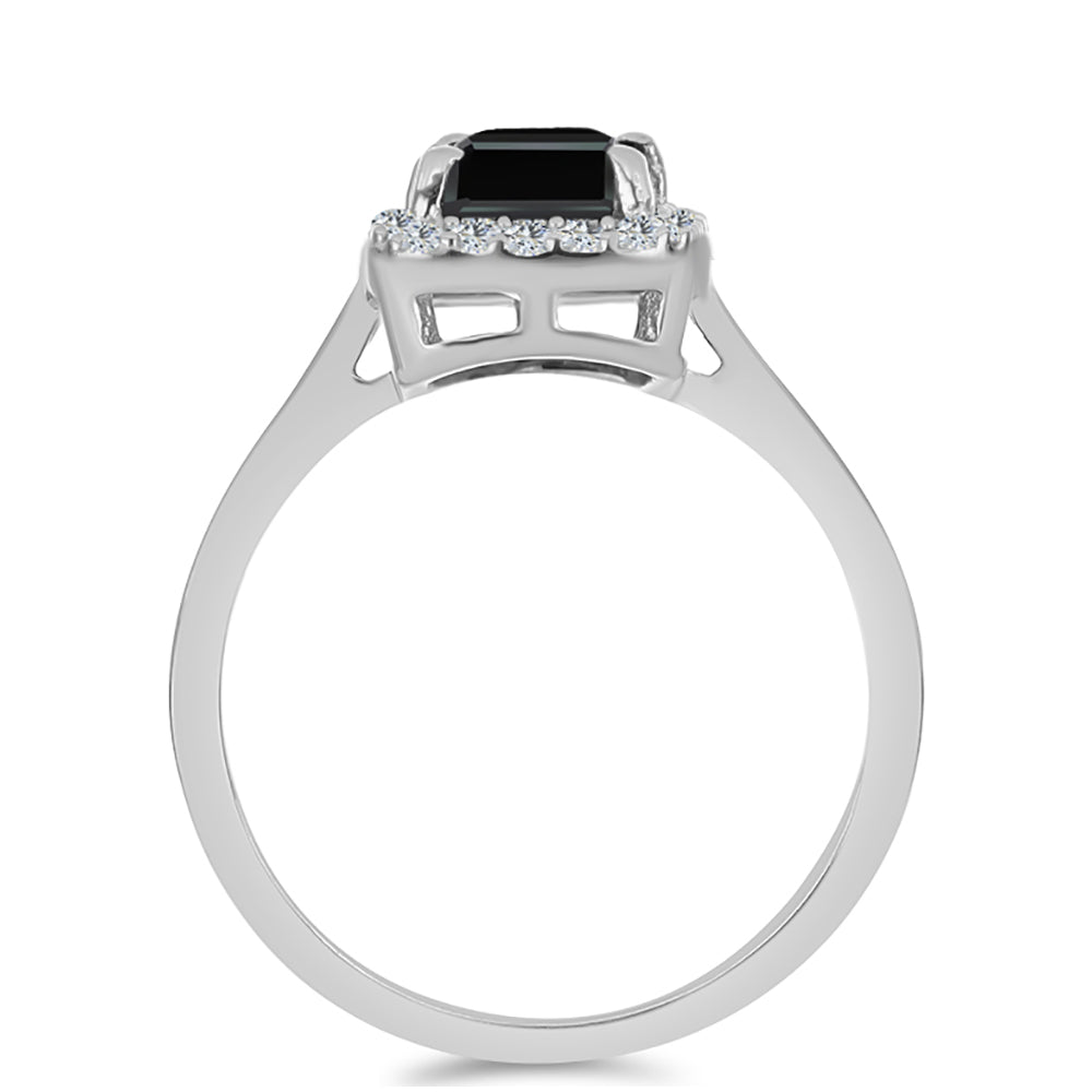 Anillo de Plata con Obsidiana y Topacio Blanco 2 