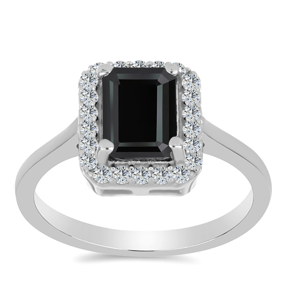 Anillo de Plata con Obsidiana y Topacio Blanco