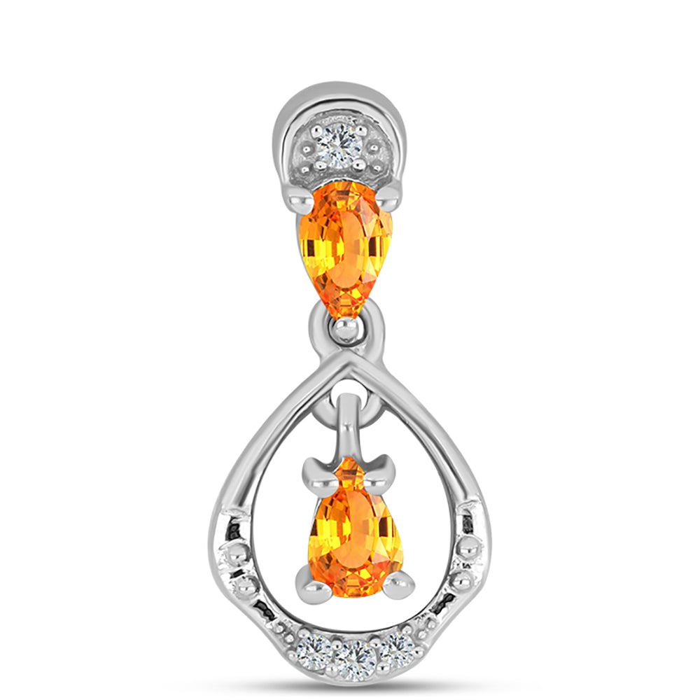 Colgante de Plata con Zafiro Padparadscha y Topacio Blanco 1 