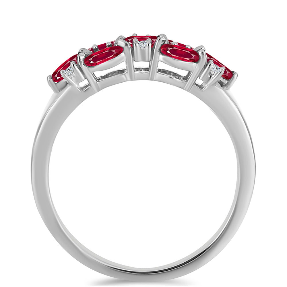 Anillo de Plata con Rubí de Madagascar y Topacio Blanco 2 