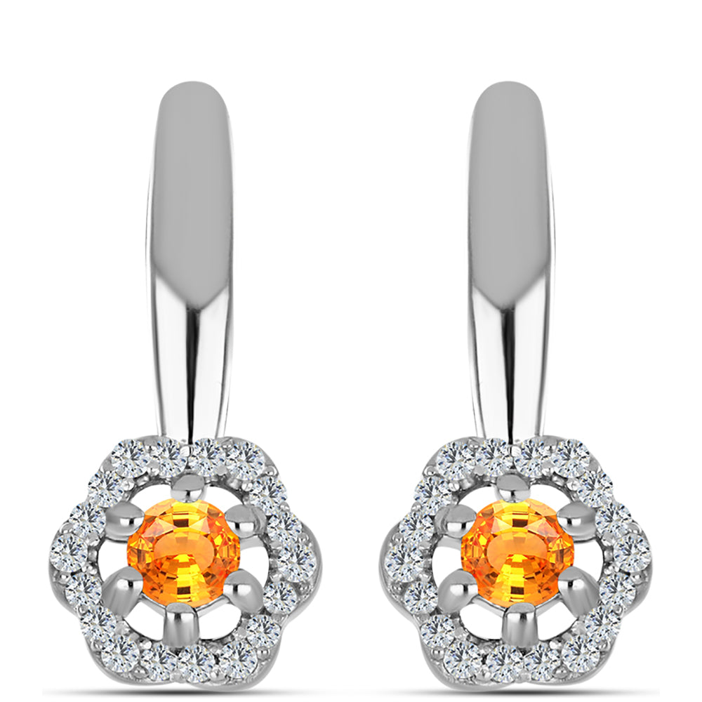 Pendientes de Plata con Zafiro Padparadscha y Topacio Blanco 1 