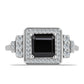 Anillo de Plata con Obsidiana y Topacio Blanco