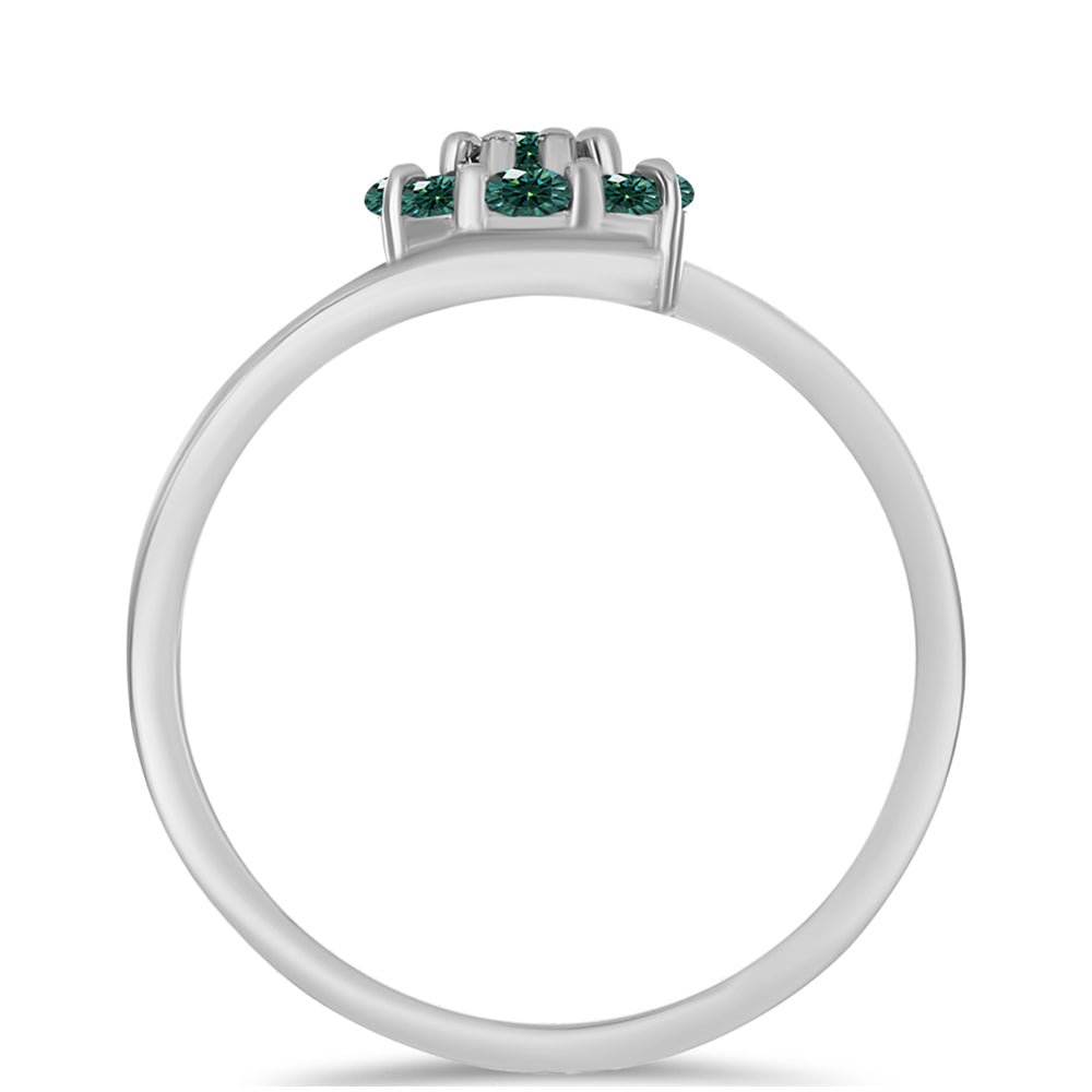 Anillo de Plata con Moissanita azul mar verdosa 2 