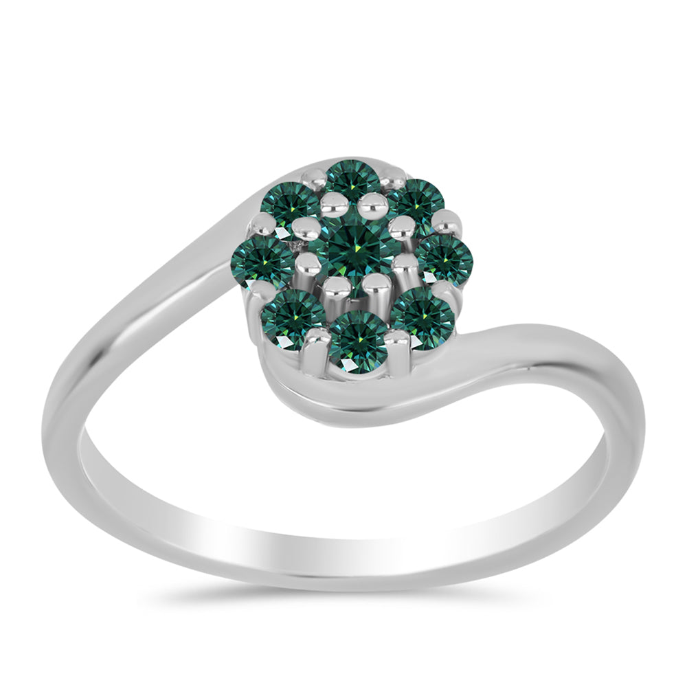 Anillo de Plata con Moissanita azul mar verdosa