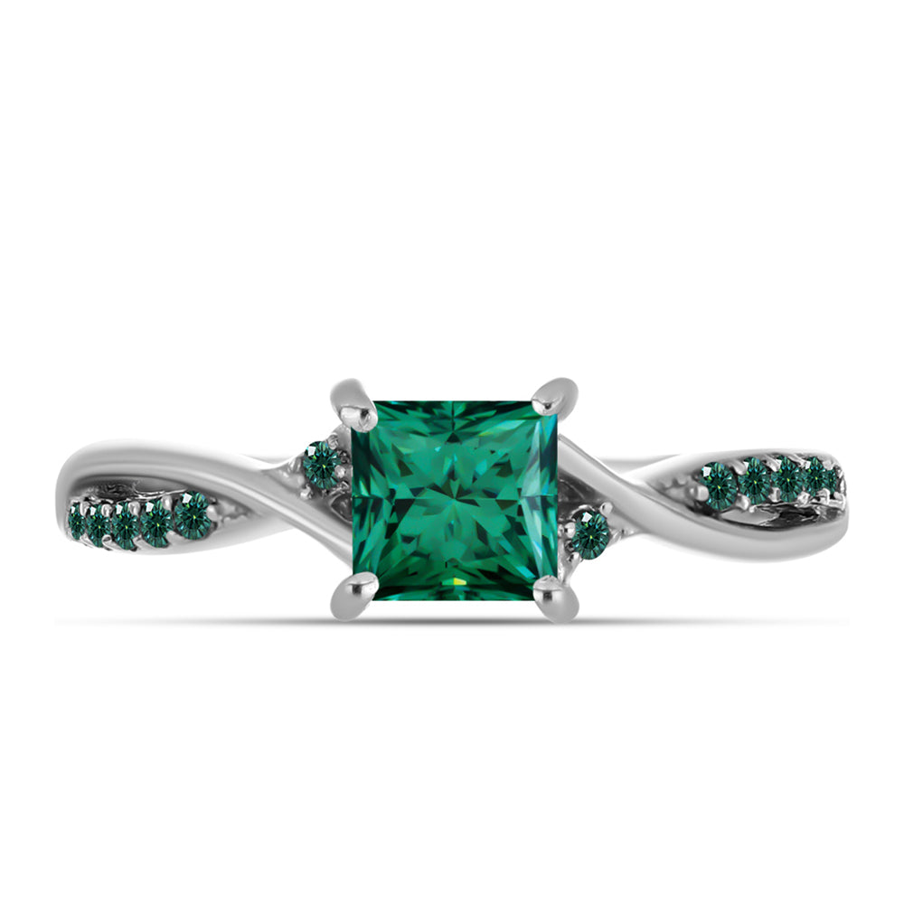 Anillo de Plata con Moissanita azul mar verdosa 1 