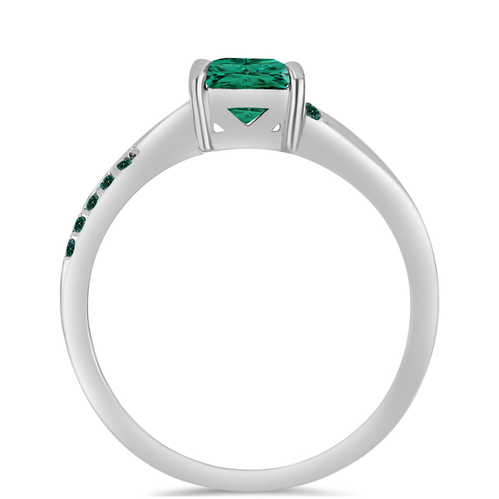 Anillo de Plata con Moissanita azul mar verdosa 2 