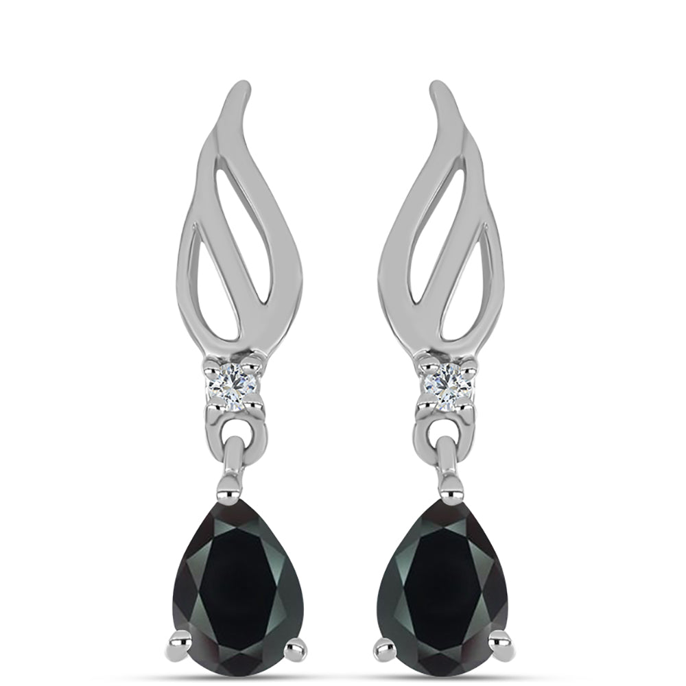 Pendientes de Plata con Obsidiana y Topacio Blanco