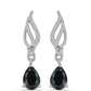 Pendientes de Plata con Obsidiana y Topacio Blanco