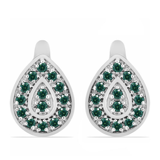 Pendientes de Plata con Moissanita azul mar verdosa