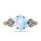 Anillo de Plata Bañada en Oro con Piedra Lunar Arco Iris y Topacio Blanco