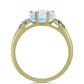 Anillo de Plata Bañada en Oro con Piedra Lunar Arco Iris y Topacio Blanco
