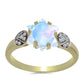 Anillo de Plata Bañada en Oro con Piedra Lunar Arco Iris y Topacio Blanco