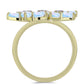 Anillo de Plata Bañada en Oro con Piedra Lunar Arco Iris y Topacio Blanco