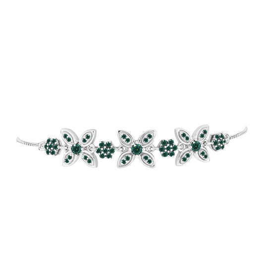 Pulsera de Plata con Moissanita azul mar verdosa