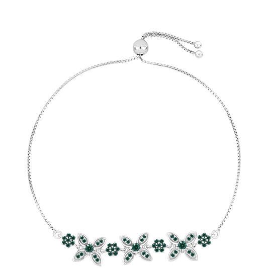 Pulsera de Plata con Moissanita azul mar verdosa