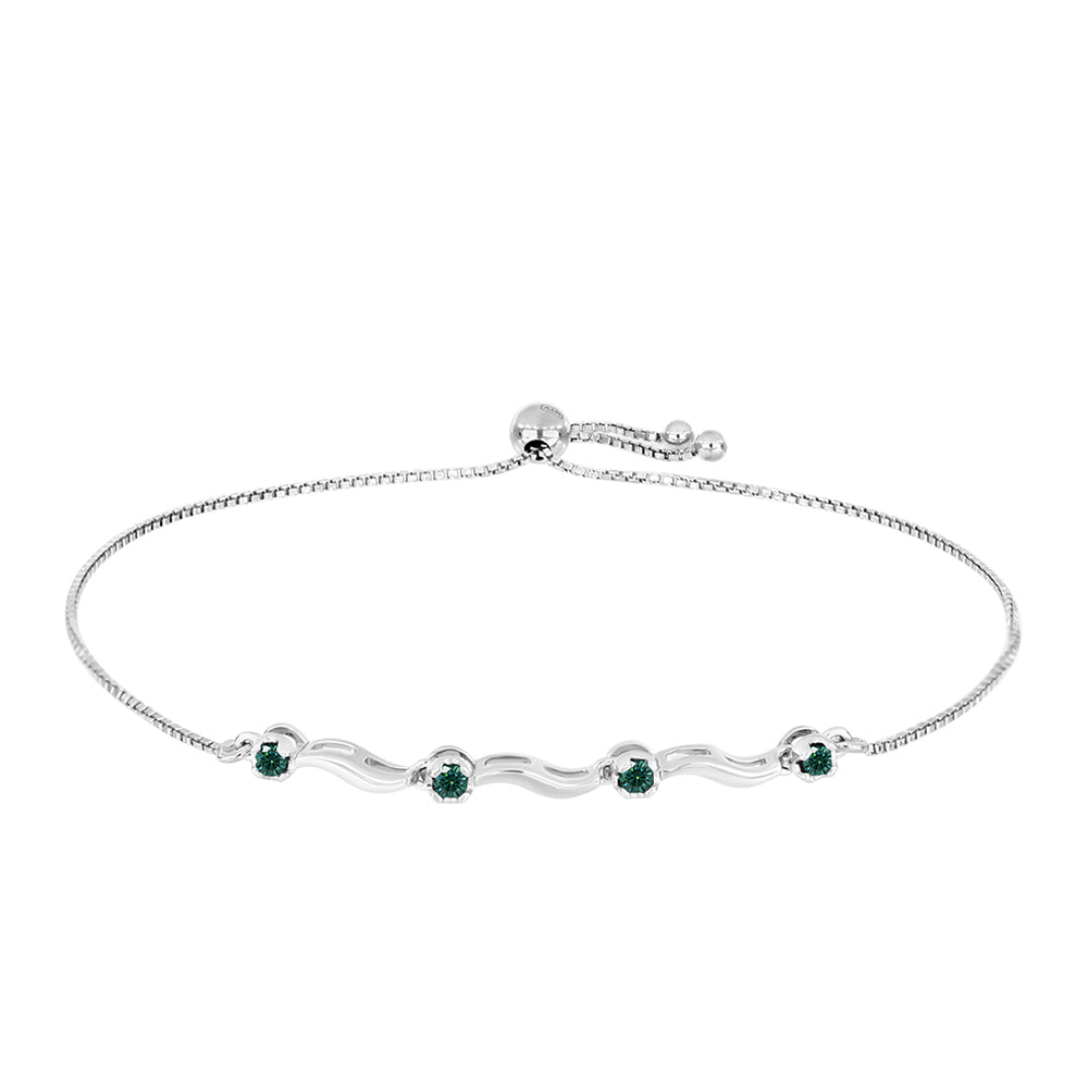 Pulsera de Plata con Moissanita azul mar verdosa