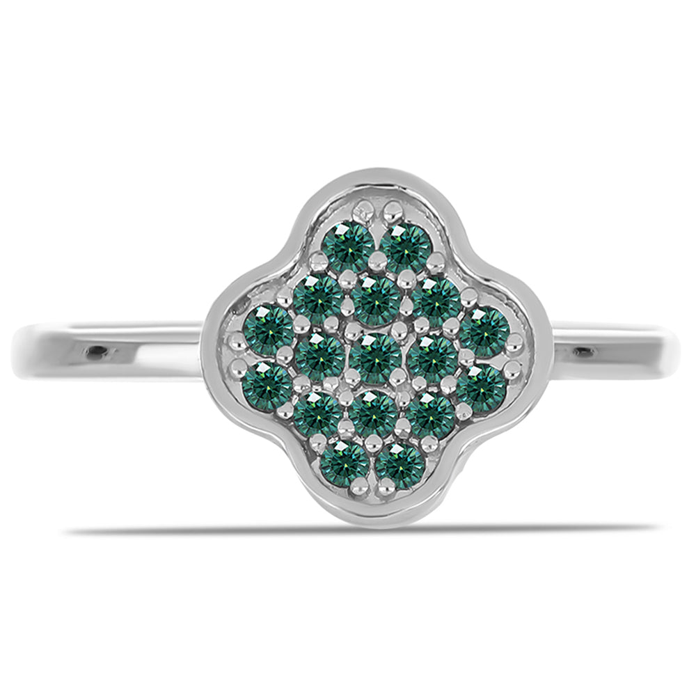 Anillo de Plata con Moissanita azul mar verdosa