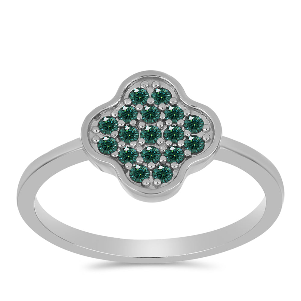 Anillo de Plata con Moissanita azul mar verdosa 3 