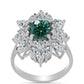 Anillo de Plata con Moissanita azul mar verdosa y Topacio Blanco