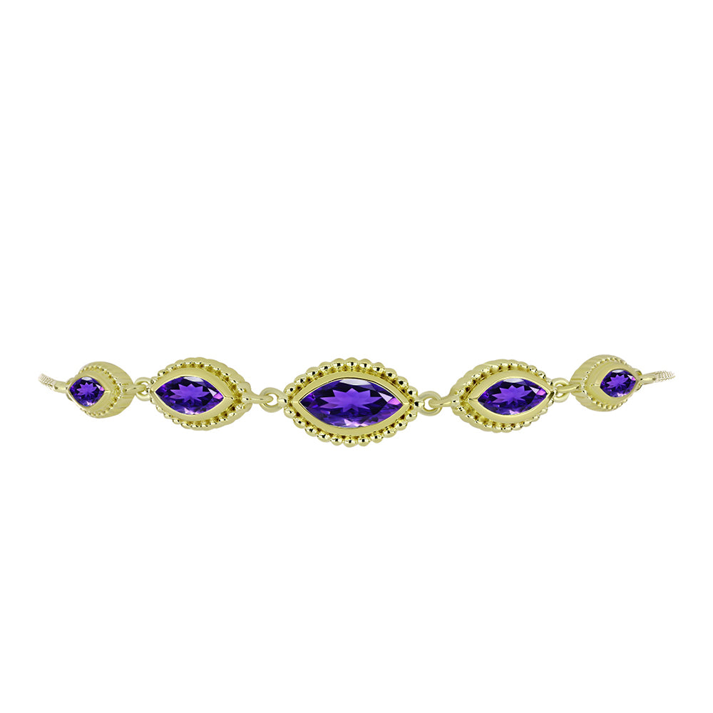 Pulsera de Plata Bañada en Oro con Amatista de Marruecos 2 