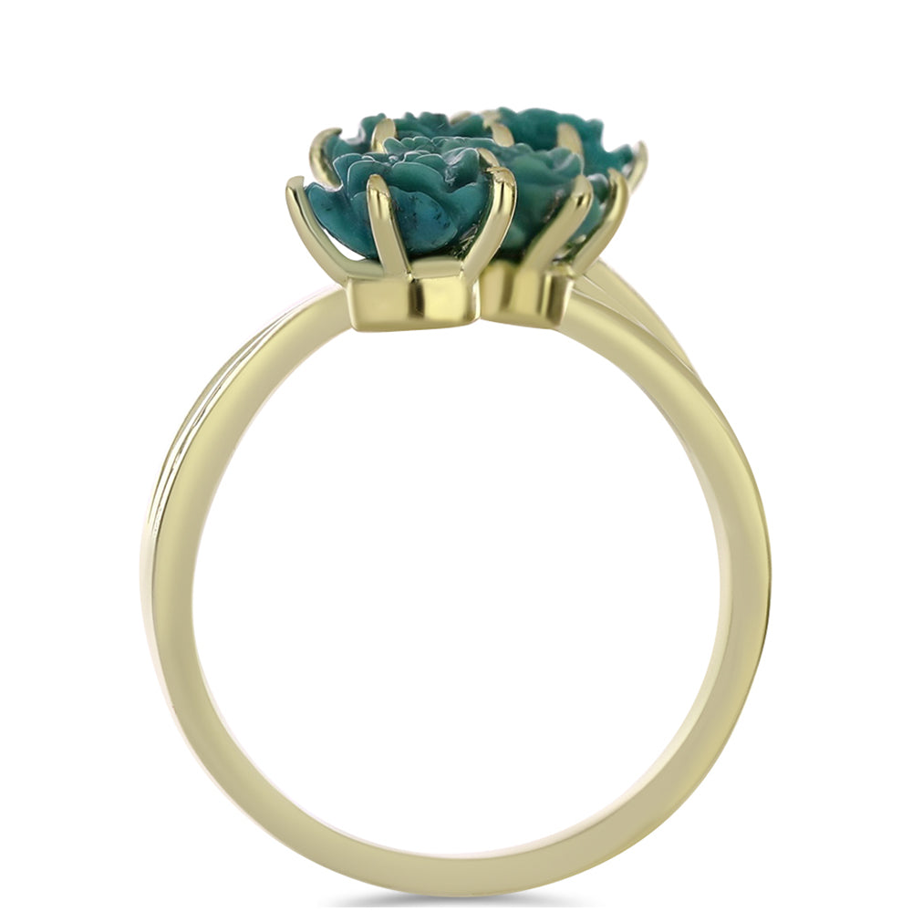 Anillo de Plata Bañada en Oro con Turquesa Bella Durmiente 2 