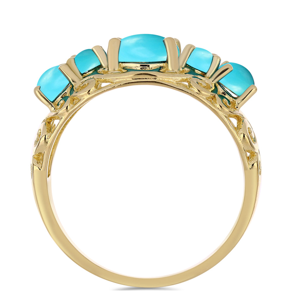 Anillo de Plata Bañada en Oro con Turquesa Bella Durmiente