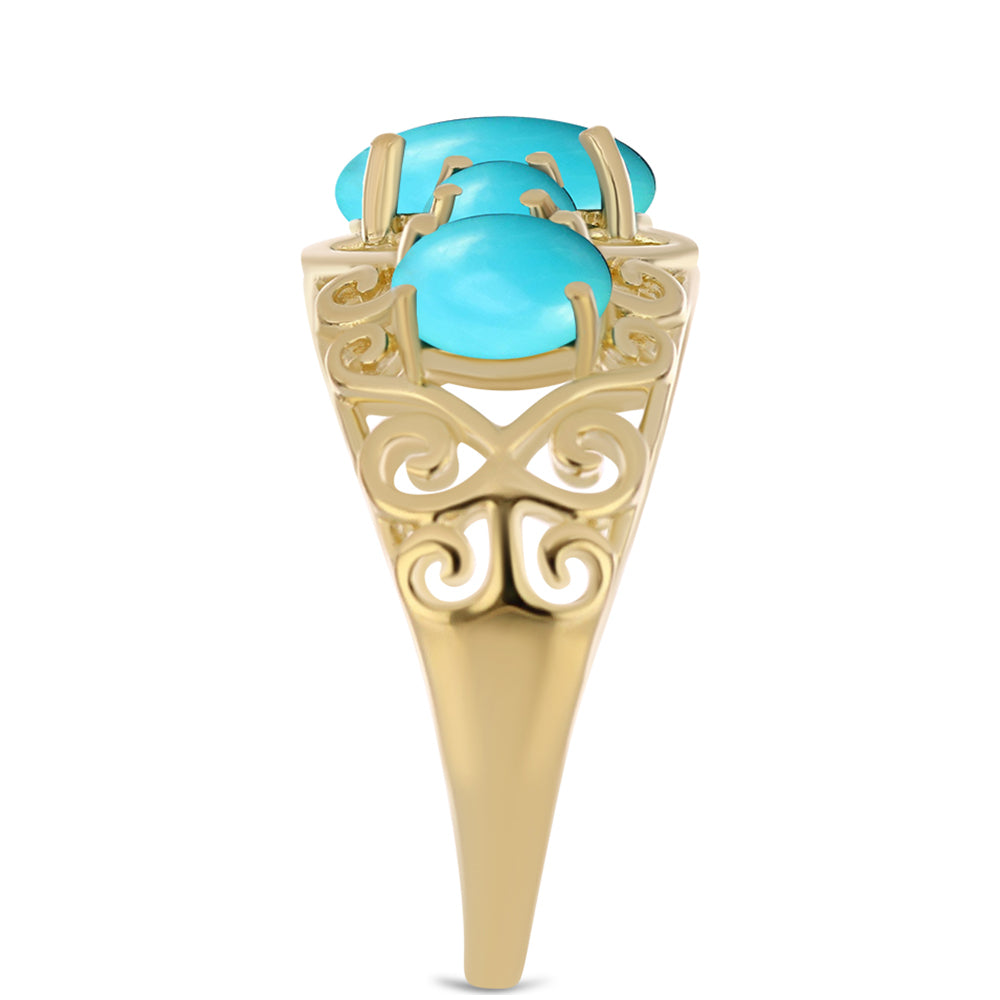Anillo de Plata Bañada en Oro con Turquesa Bella Durmiente