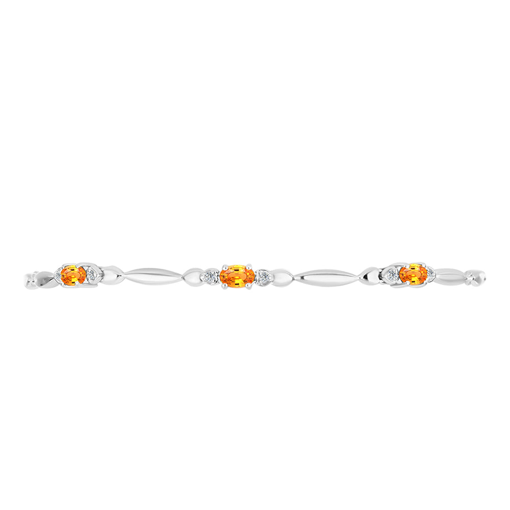 Pulsera de Plata con Zafiro Padparadscha y Topacio Blanco 2 