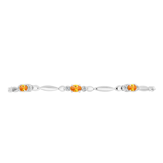 Pulsera de Plata con Zafiro Padparadscha y Topacio Blanco
