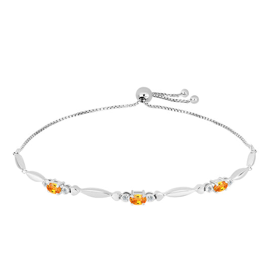 Pulsera de Plata con Zafiro Padparadscha y Topacio Blanco