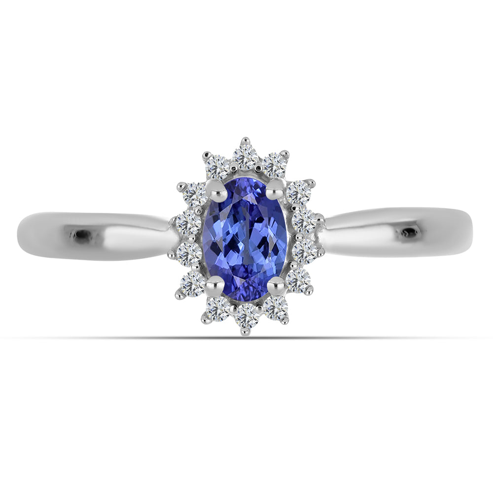 Anillo de Plata con Tanzanita AA y Topacio Blanco 1 