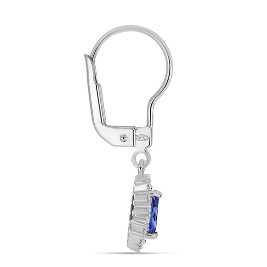 Pendientes de Plata con Tanzanita AA y Topacio Blanco