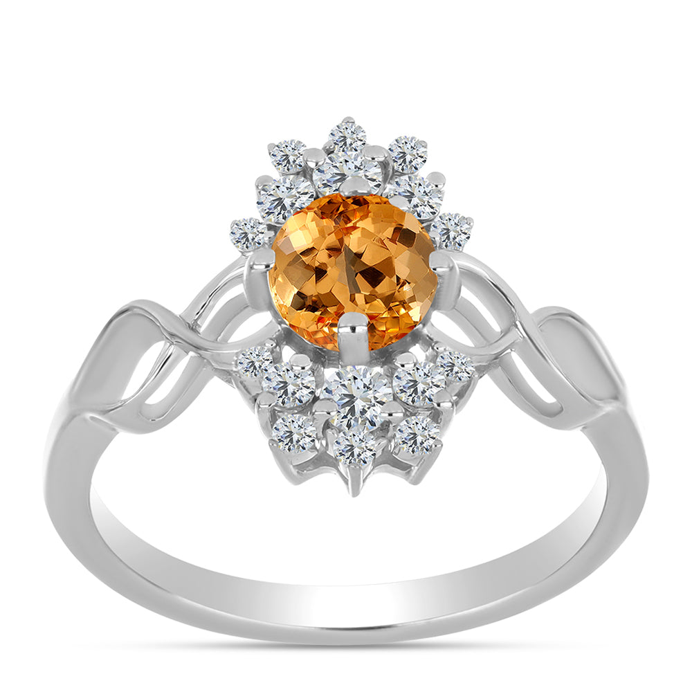 Anillo de Plata con Topacio amarillo imperial y Topacio Blanco