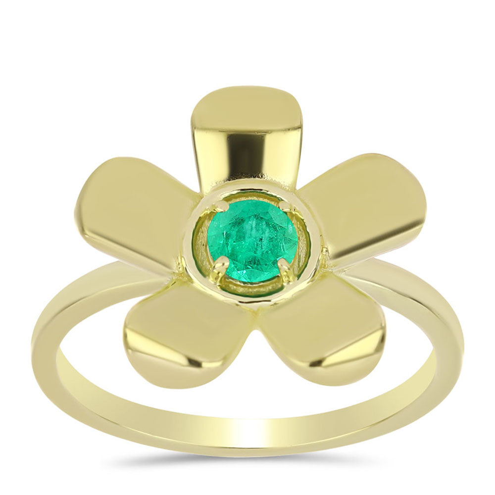 Anillo de Plata Bañada en Oro con Esmeralda de Colombia 3 