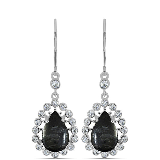 Pendientes de Plata con Jaspe Picasso y Topacio Blanco