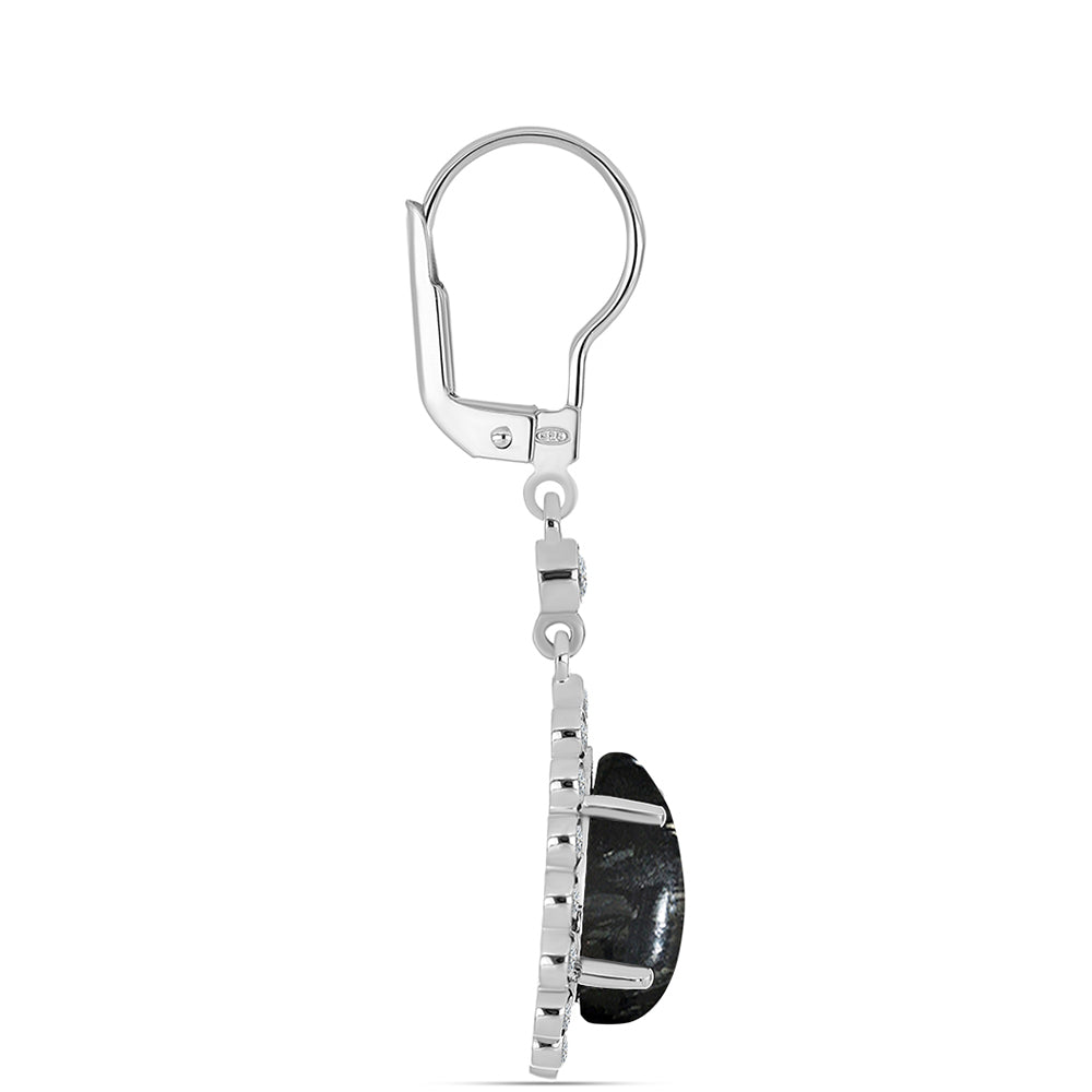 Pendientes de Plata con Jaspe Picasso y Topacio Blanco 2 