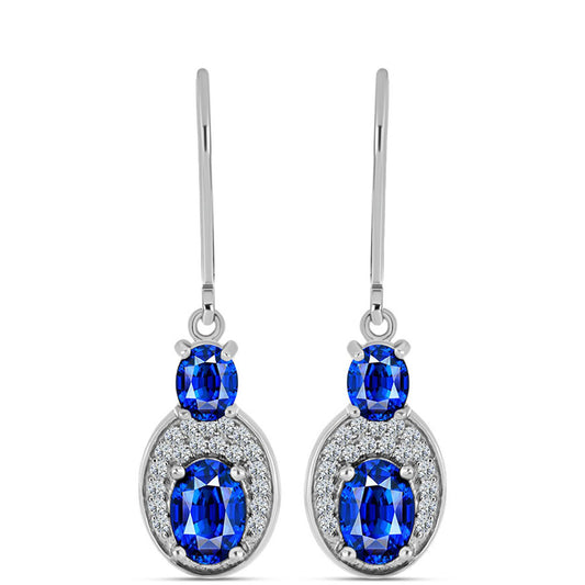 Pendientes de Plata con Zafiro Azul Australiano y Topacio Blanco