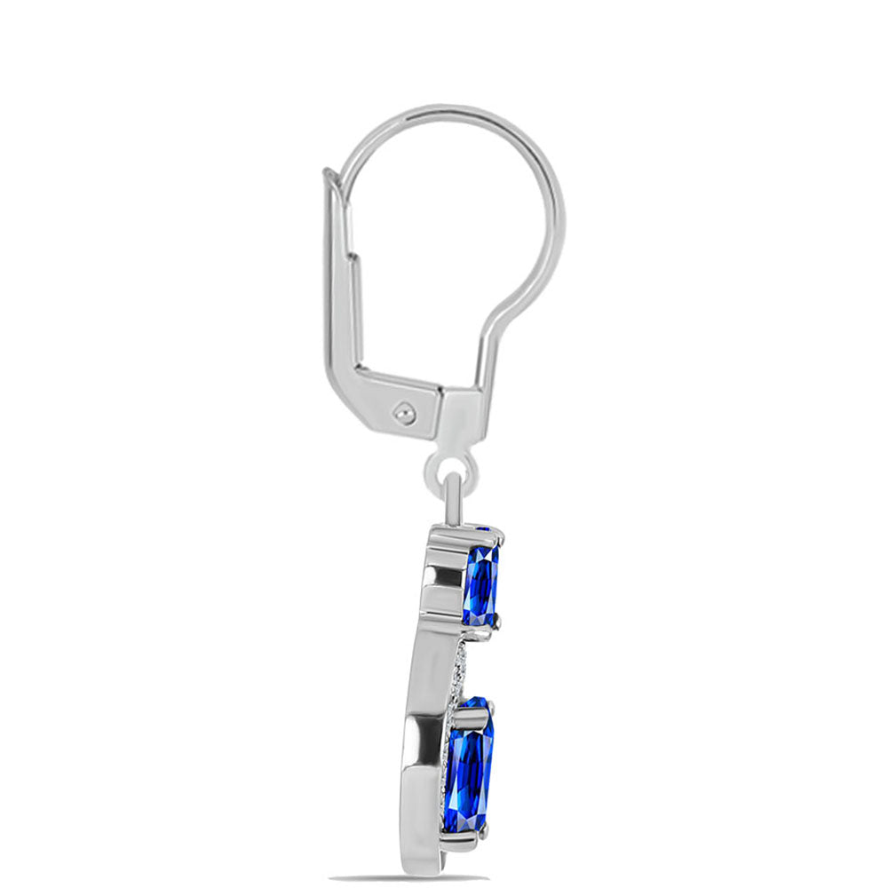 Pendientes de Plata con Zafiro Azul Australiano y Topacio Blanco 2 