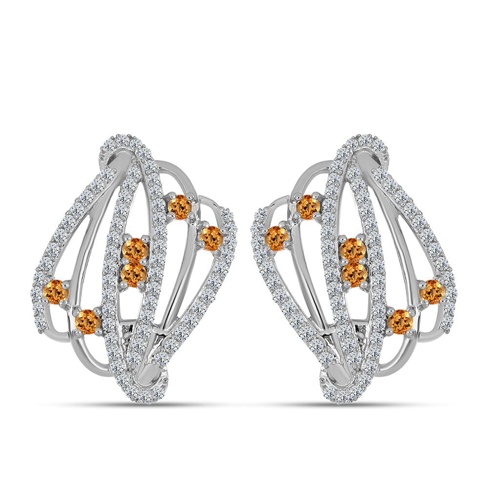 Pendientes de Plata con Topacio amarillo imperial y Topacio Blanco 1 