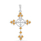 Cruz Colgante de Plata con Topacio amarillo imperial y Topacio Blanco