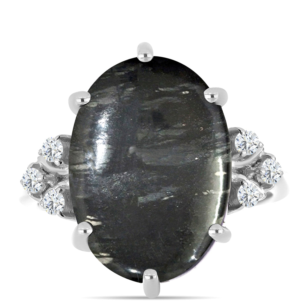 Anillo de Plata con Jaspe Picasso y Topacio Blanco