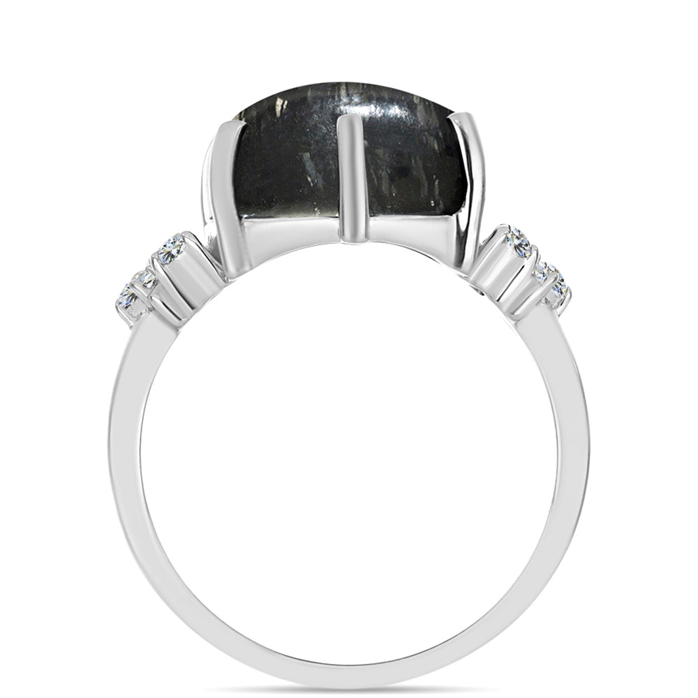 Anillo de Plata con Jaspe Picasso y Topacio Blanco 2 