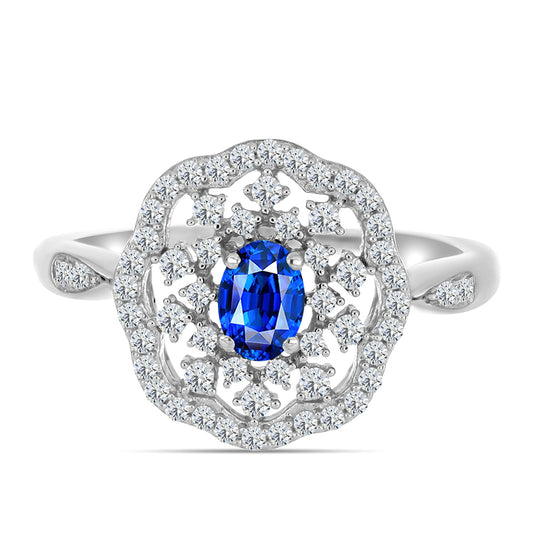 Anillo de Plata con Zafiro Azul Australiano y Topacio Blanco