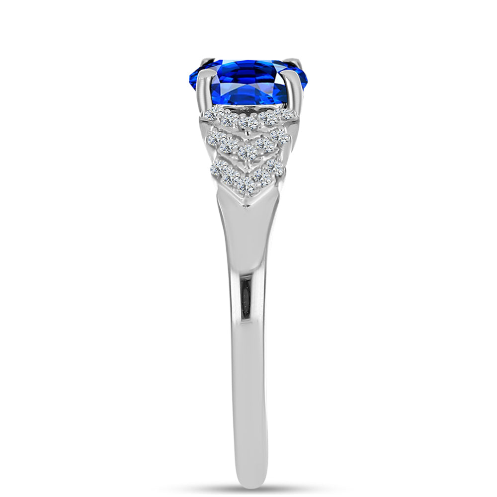 Anillo de Plata con Zafiro Azul Australiano y Topacio Blanco