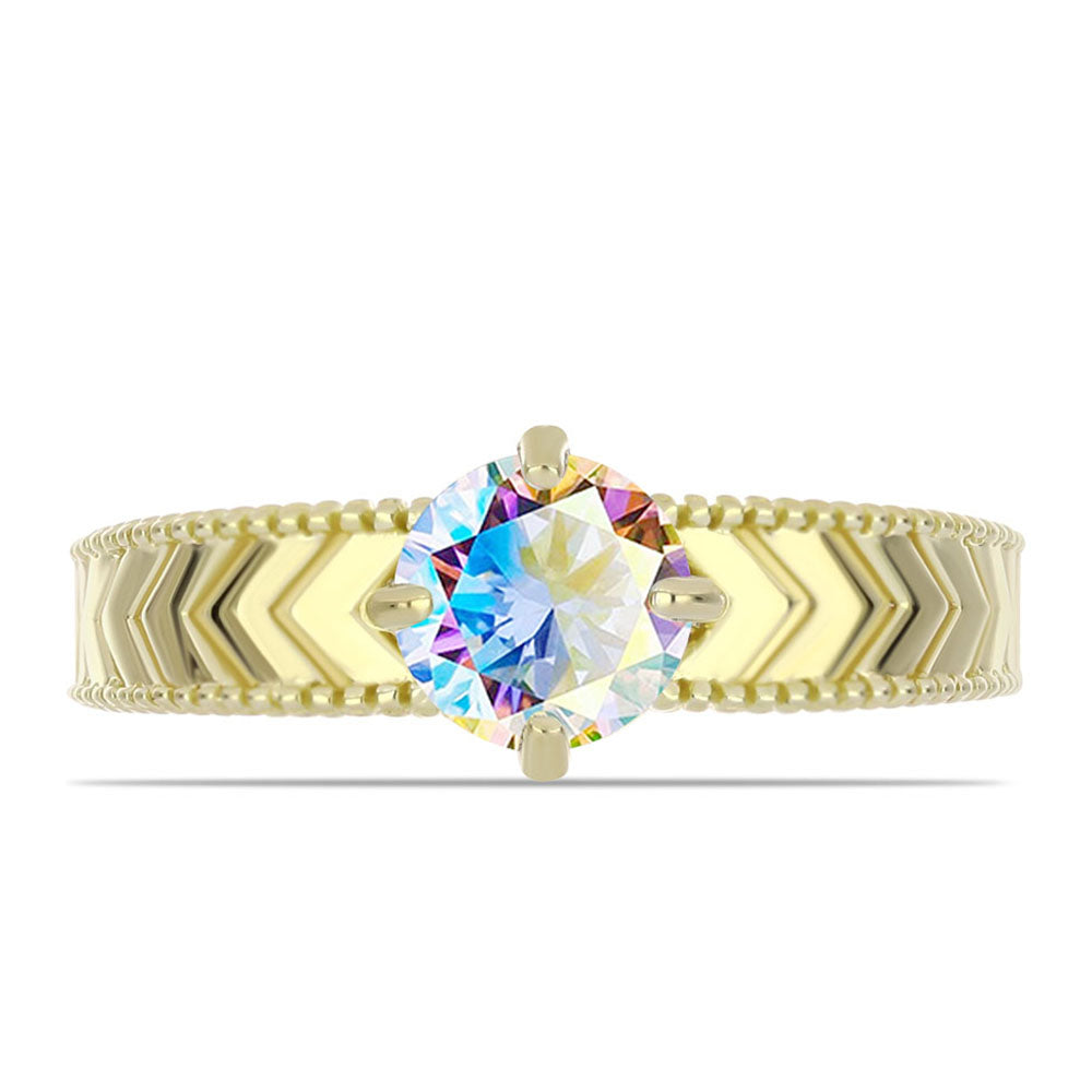 Anillo de Plata Bañada en Oro con Moisanita hielo