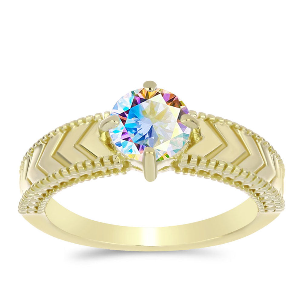 Anillo de Plata Bañada en Oro con Moisanita hielo