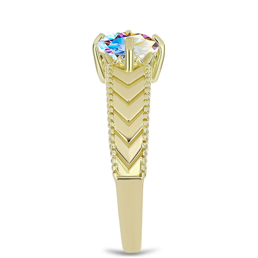 Anillo de Plata Bañada en Oro con Moisanita hielo 4 
